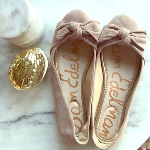 Sam Edelman suede bow pale pink taupe flats